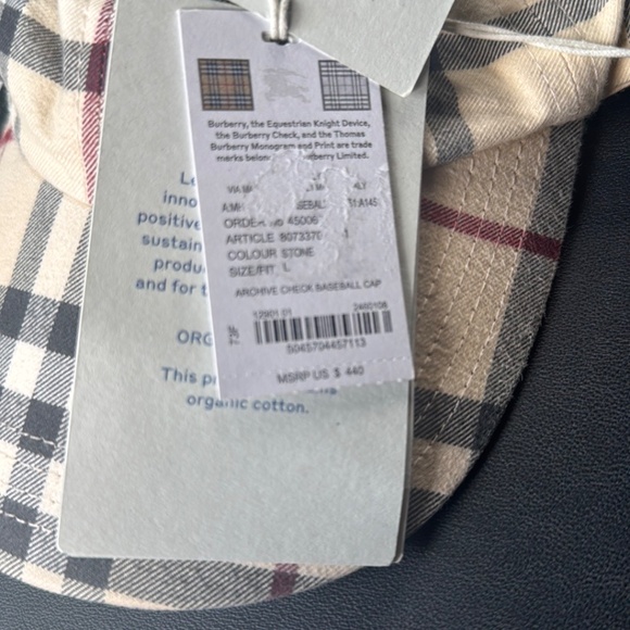 Burberry Archive Check Baseball Cup /Hat 100% Authentic - Picture 8 of 11